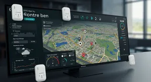 Fleet management GPS tracking dashboard showing real-time vehicle monitoring and alerts