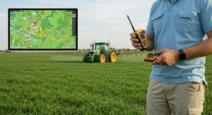 Agricultural fleet tracking system monitoring GPS-guided equipment