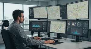 Fleet management dashboard showing vehicle tracking and analytics