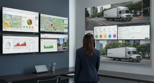 Fleet management safety monitoring system showing driver behavior analytics