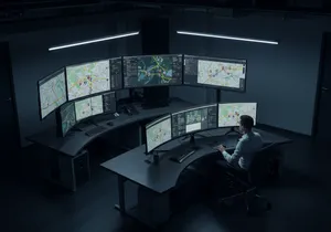 Fleet management dashboard showing multiple vehicle locations