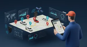 Fleet management GPS tracking interface showing multiple vehicle locations