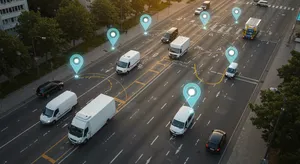 GPS fleet tracking interface showing vehicle locations and dispatch controls