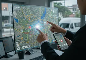 GPS tracking software platform showing web dashboard and mobile applications