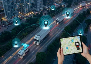 GPS tracking device system architecture showing fleet tracking components