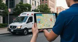 Healthcare fleet management tracking system for medical transport