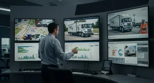 Fleet management system showing real-time GPS tracking of business vehicles