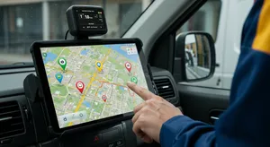 GPS fleet tracking dashboard showing key performance metrics and fleet management data
