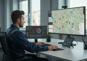 GPS tracking productivity metrics dashboard showing performance improvements and efficiency gains