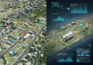 Real-time GPS fleet tracking compared to historical fleet management data analysis
