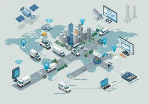 GPS fleet tracking system components showing hardware integration for fleet management